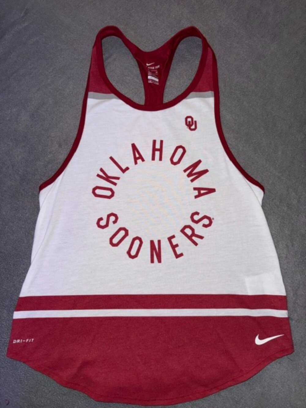 Nike Women’s Small Oklahoma Sooners Tank Top Dri‑Fit Red White Athletic Shirt